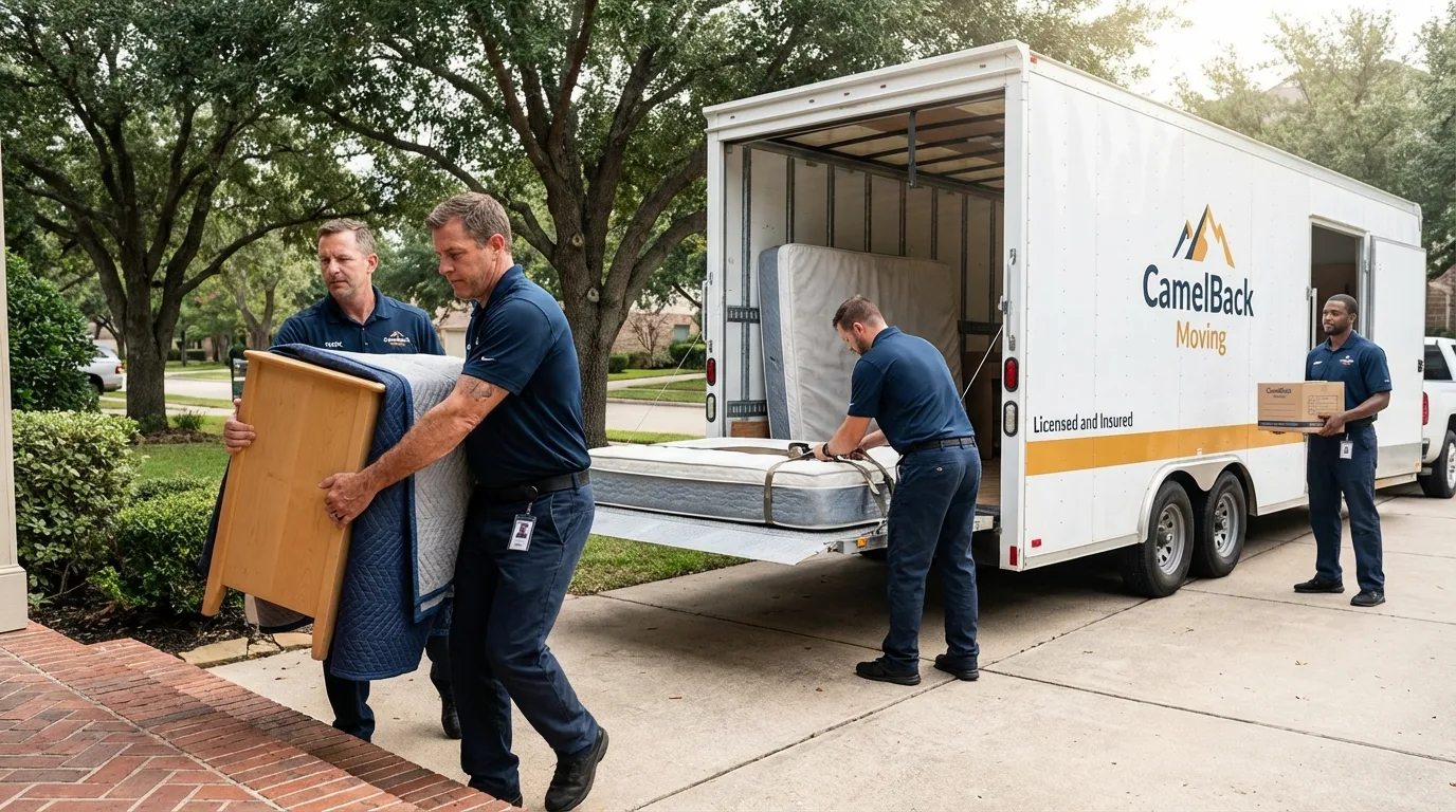 Crew loading residential truck for cross-state move from Chadron, NE