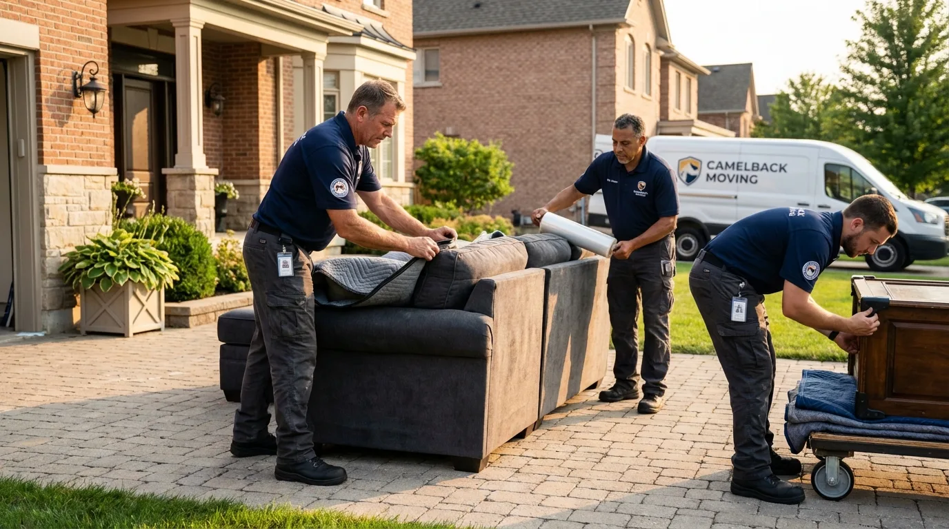 Large estate moving crew wrapping furniture in Chadron, NE